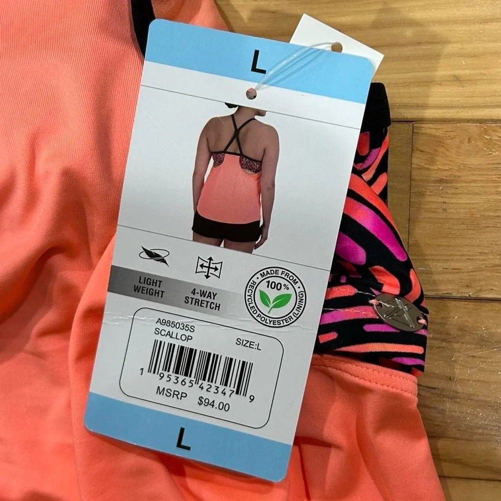 NWT Zeroxposur Tankini Swim Top Women Size Large Pink 4way Stretch Athleisure - Picture 5 of 6
